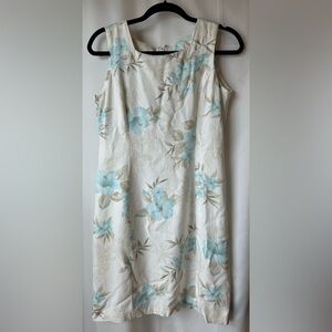 Van Heusen Floral Sheath Dress | White & Pale Blue Flowers
